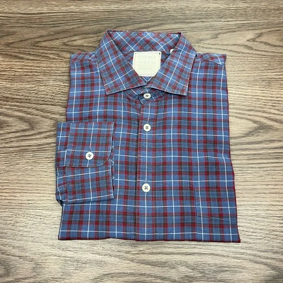 Billy Reid Blue, Red & White Plaid Shirt L - Picture 2 of 4